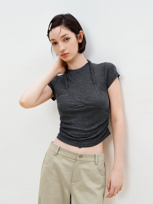 Braided Halter Layered T-Shirt