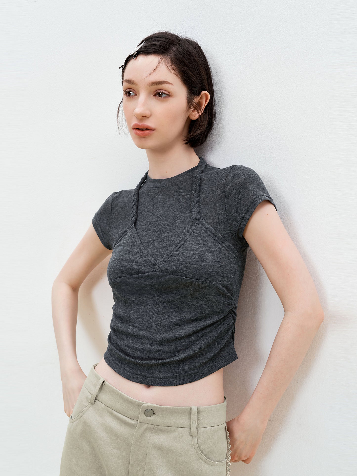 Braided Halter Layered T-Shirt
