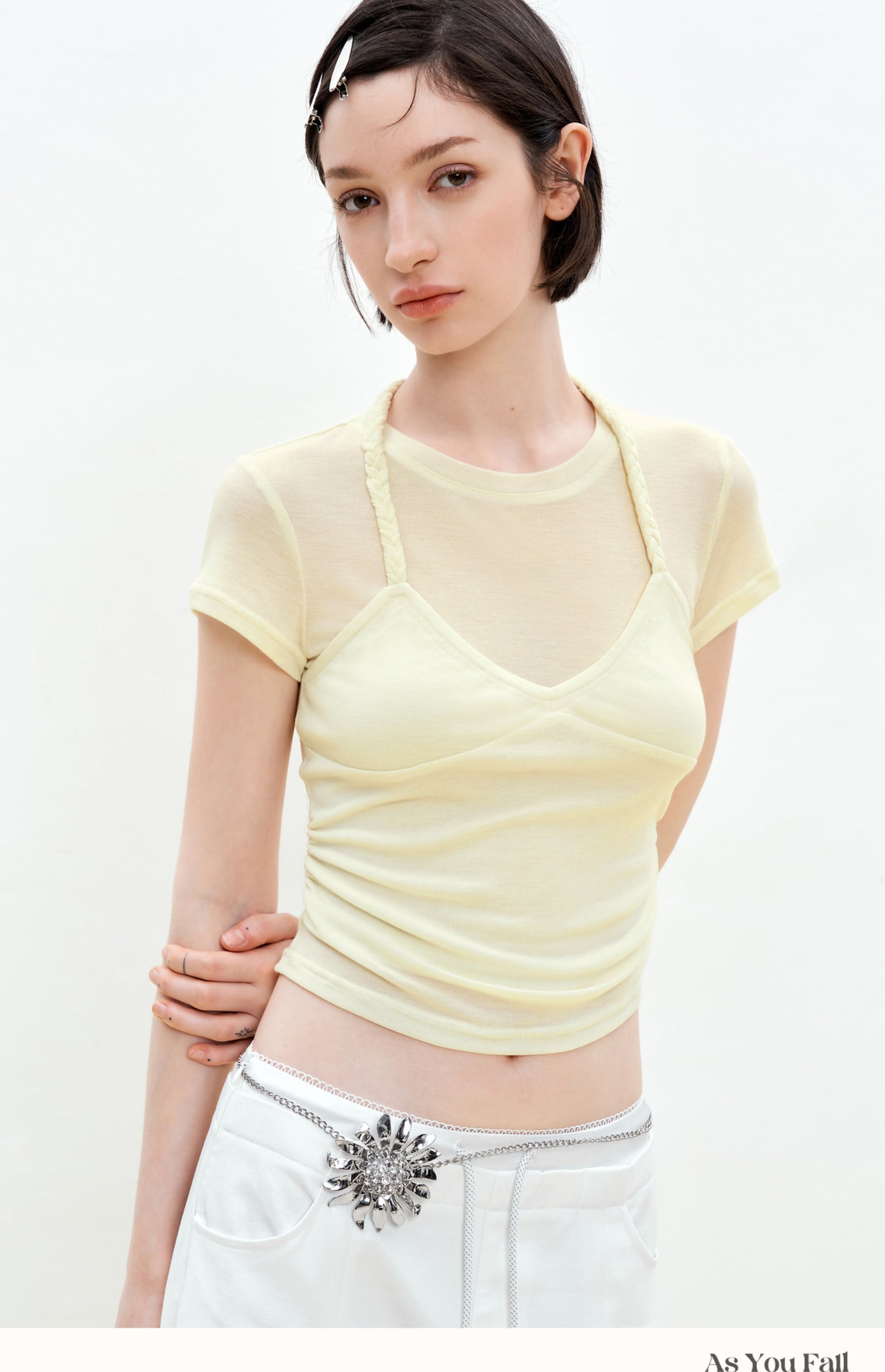 Braided Halter Layered T-Shirt