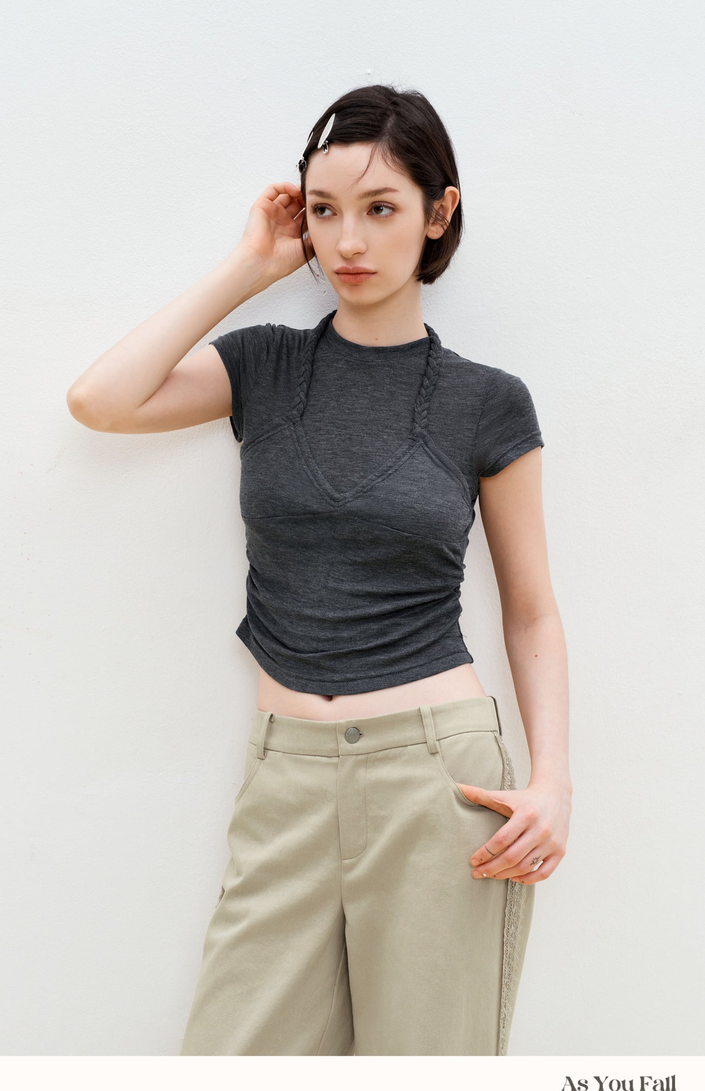 Braided Halter Layered T-Shirt