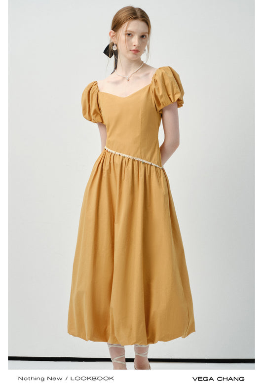 Asymmetric Waist Bubble-Hem Dress
