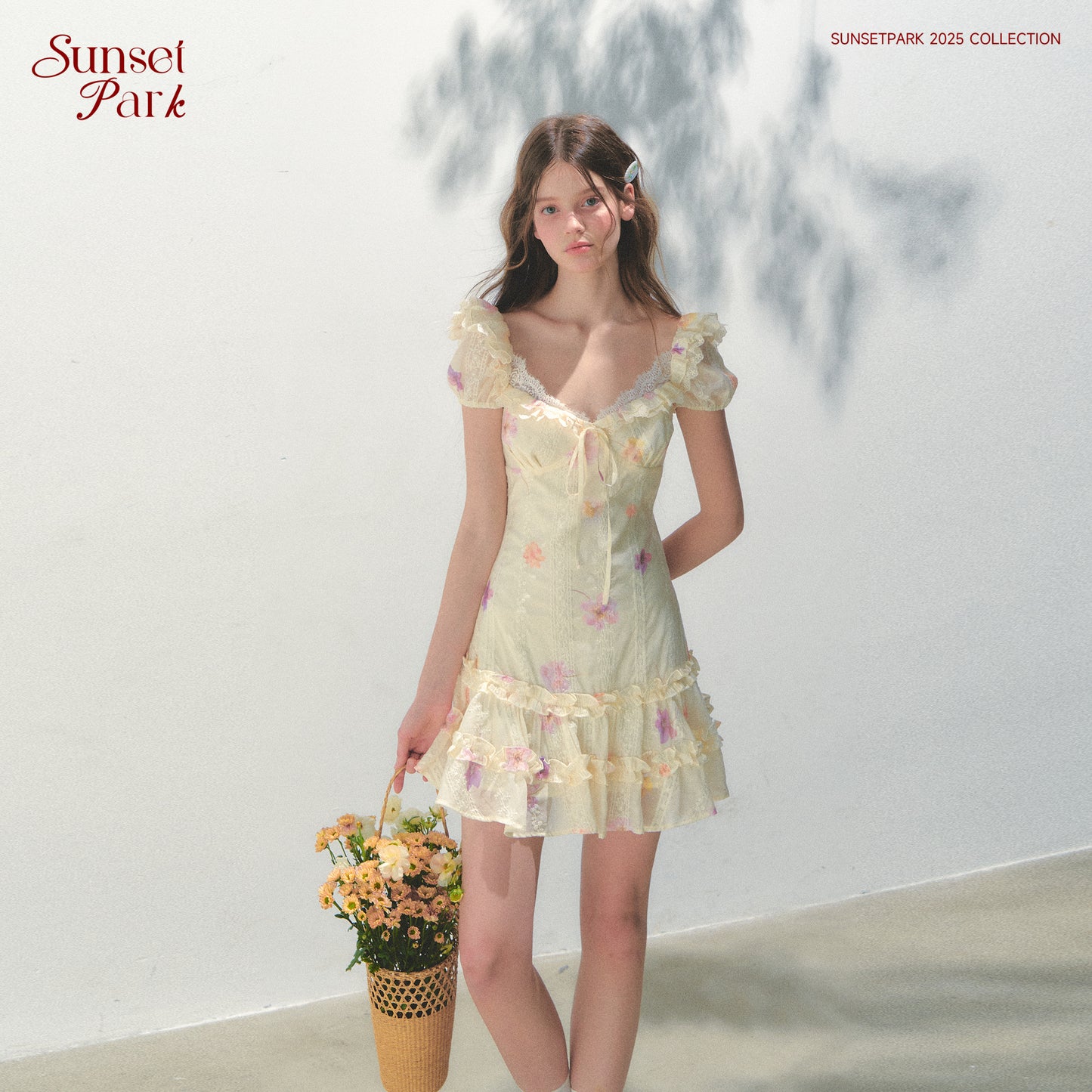 Flutter Sleeve Embroidered Floral Mini Dress