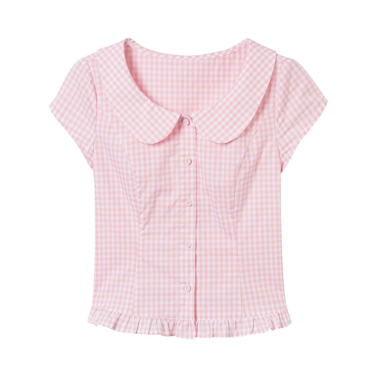 Peter Pan Collar Frilled Hem Blouse