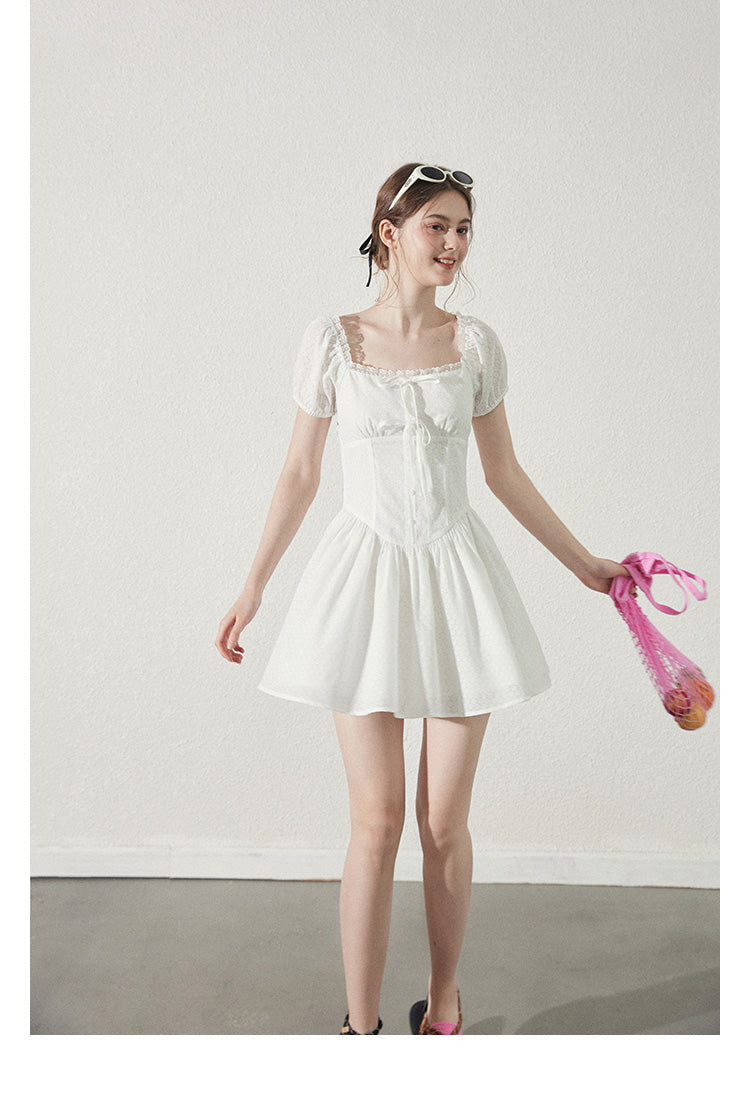Puff Sleeve Dress With Soft Camellia Print