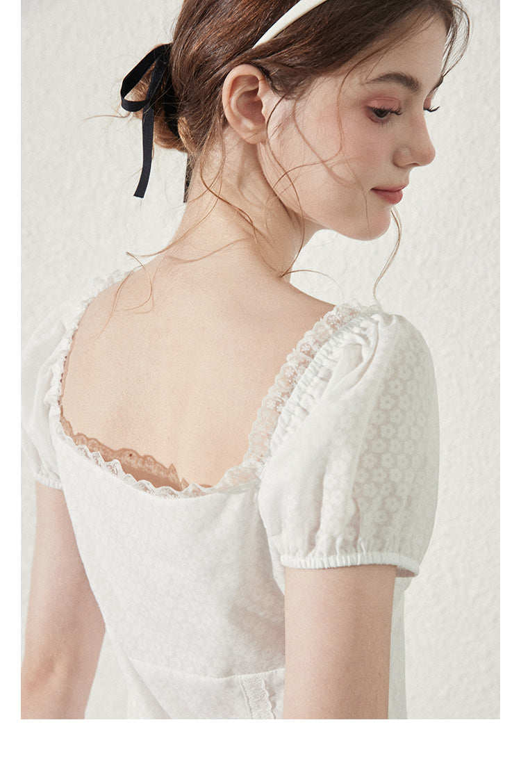 Puff Sleeve Dress With Soft Camellia Print