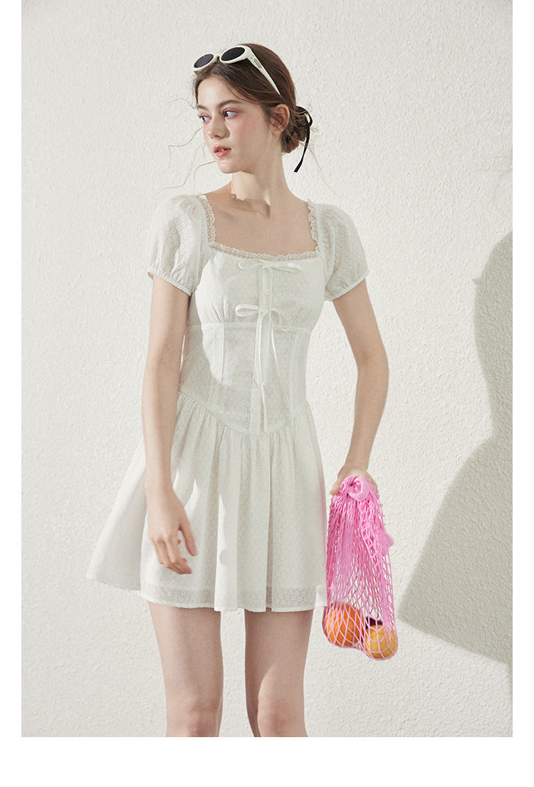 Puff Sleeve Dress With Soft Camellia Print