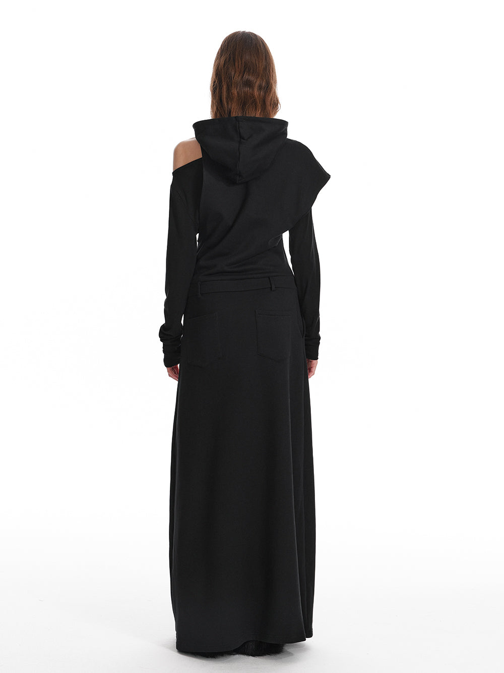 Asymmetric Open Shoulder Layered Maxi Dress