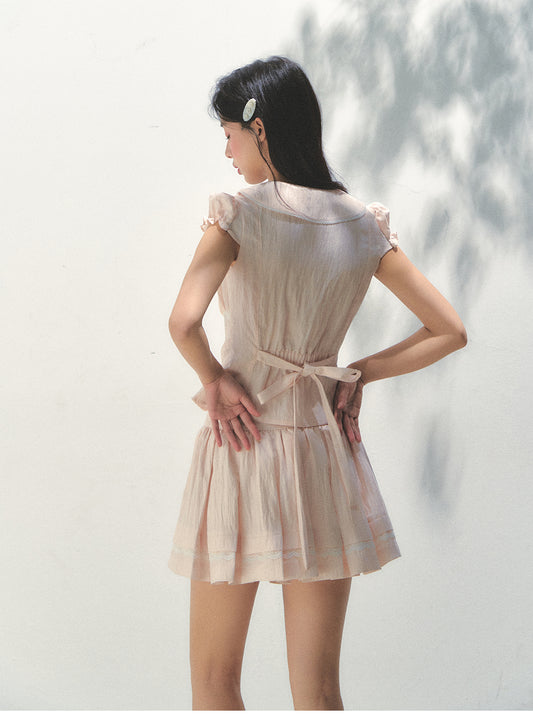 Ruched Button-Front Blouse & Matching Skirt