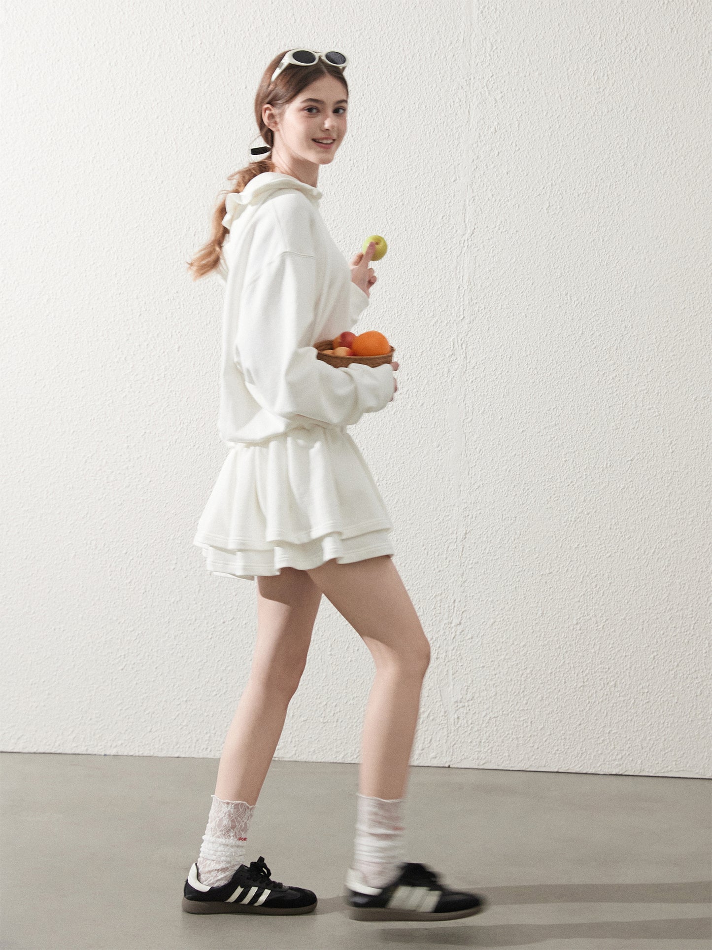 Cinched Waist Embroidered Hoodie Dress