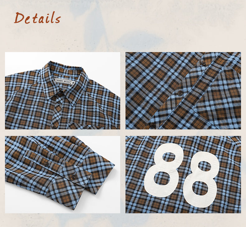 Plaid Cotton Blend Seersucker Overshirt