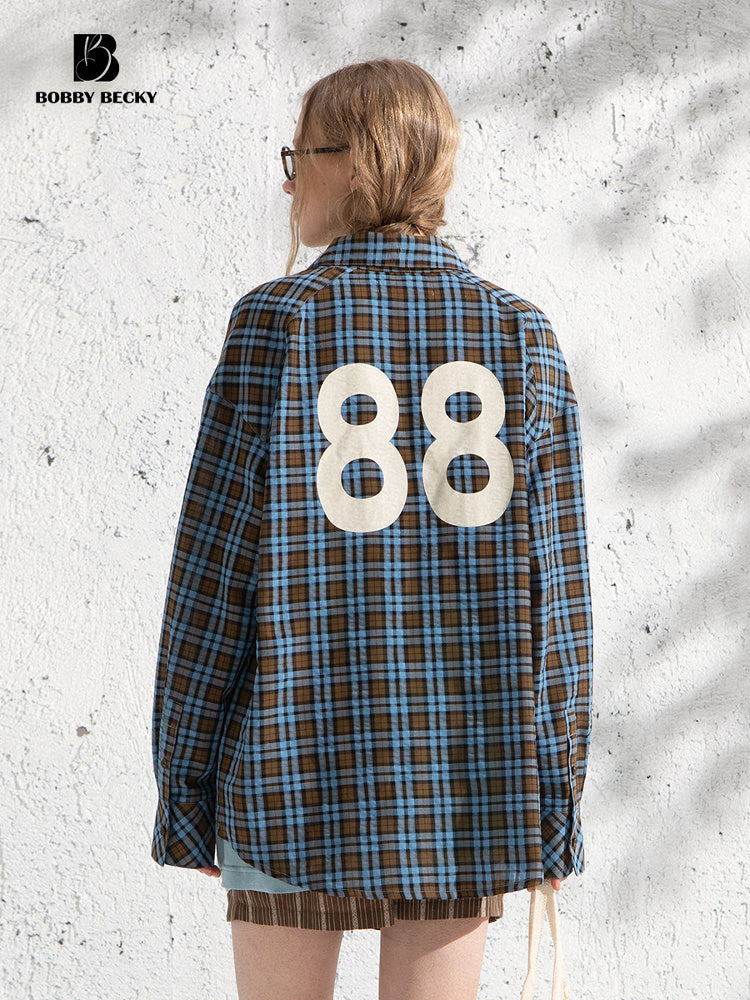Plaid Cotton Blend Seersucker Overshirt