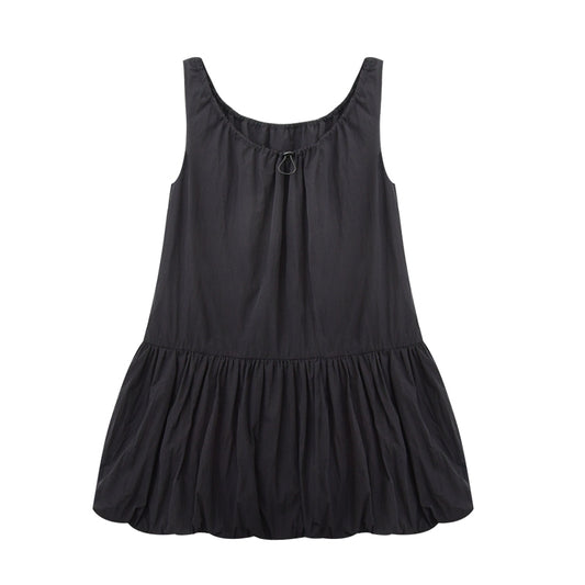 Bubble Dress With Drawstring Ruched Neckline