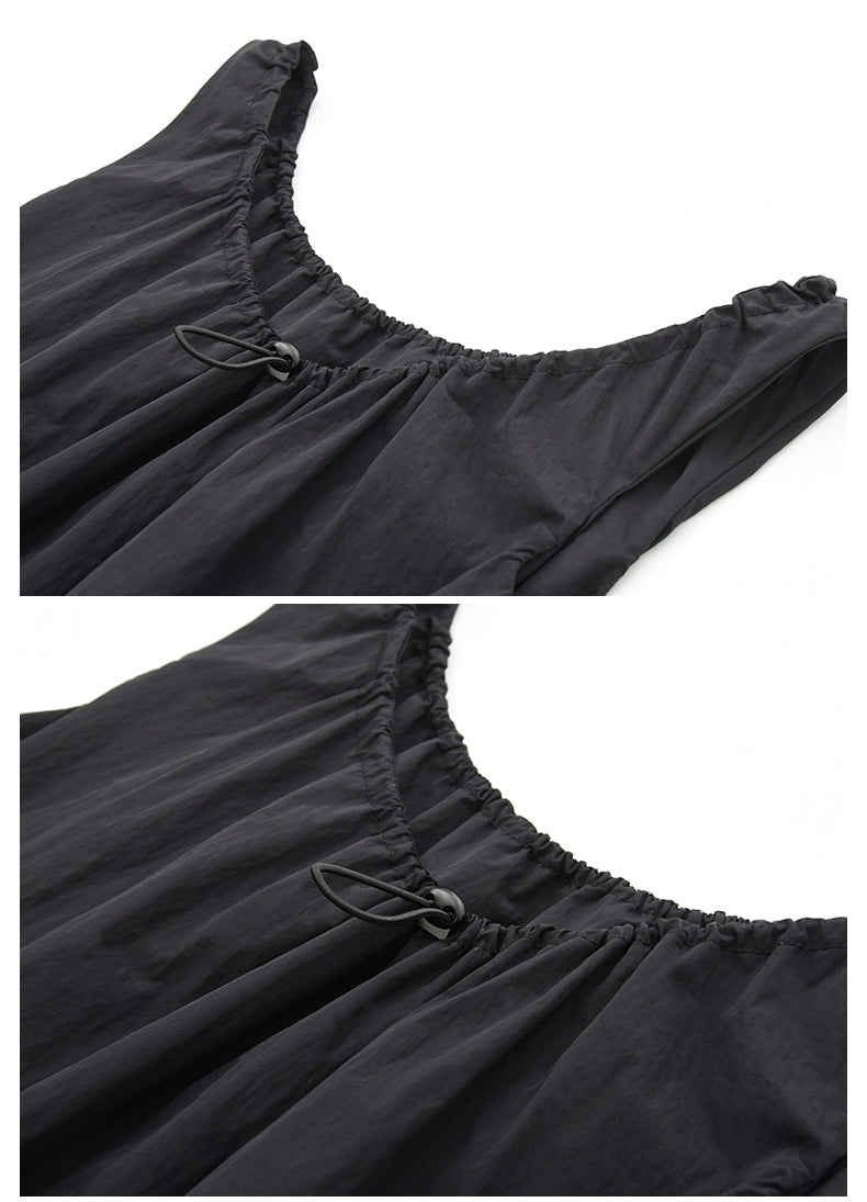 Bubble Dress With Drawstring Ruched Neckline