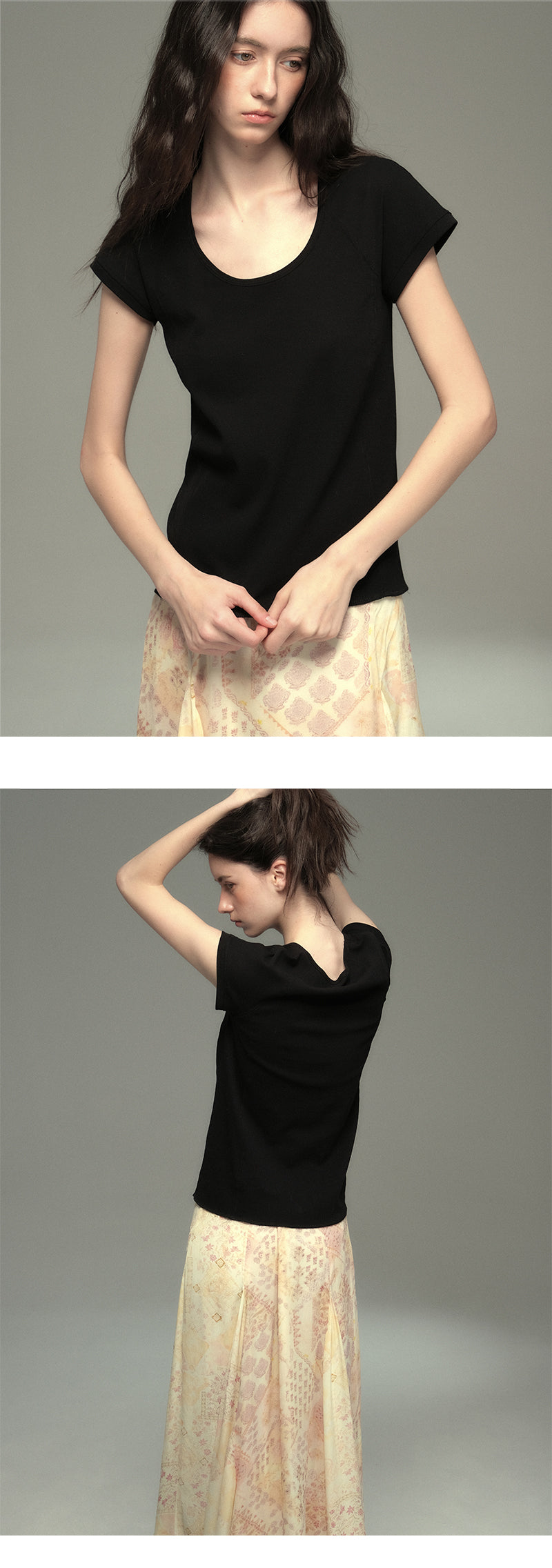 Simple U-Neck Plain T-Shirt