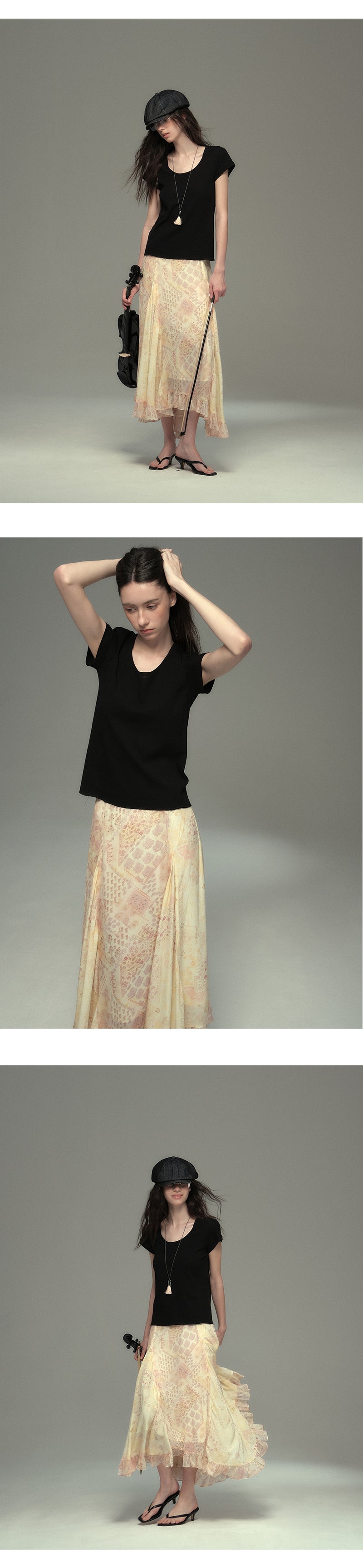 Simple U-Neck Plain T-Shirt