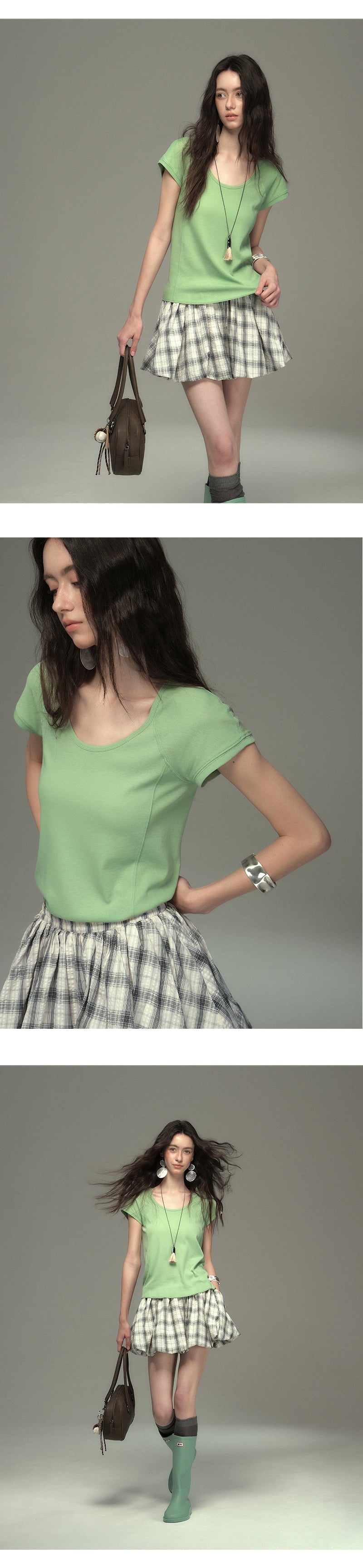 Simple U-Neck Plain T-Shirt