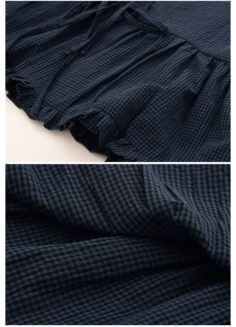 Sleeveless Ruffled Micro Gingham Short Top