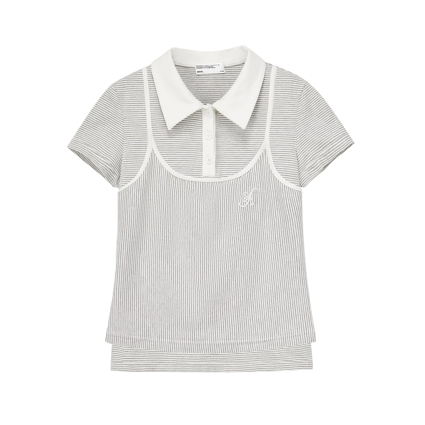 Polo Shirt & Cami Set With Vertical & Horizontal Stripes