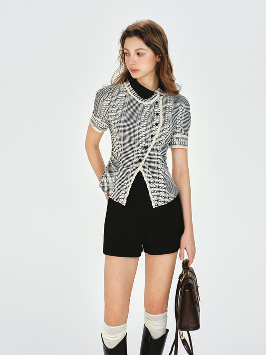 Peter Pan Collar Asymmetrical Blouse