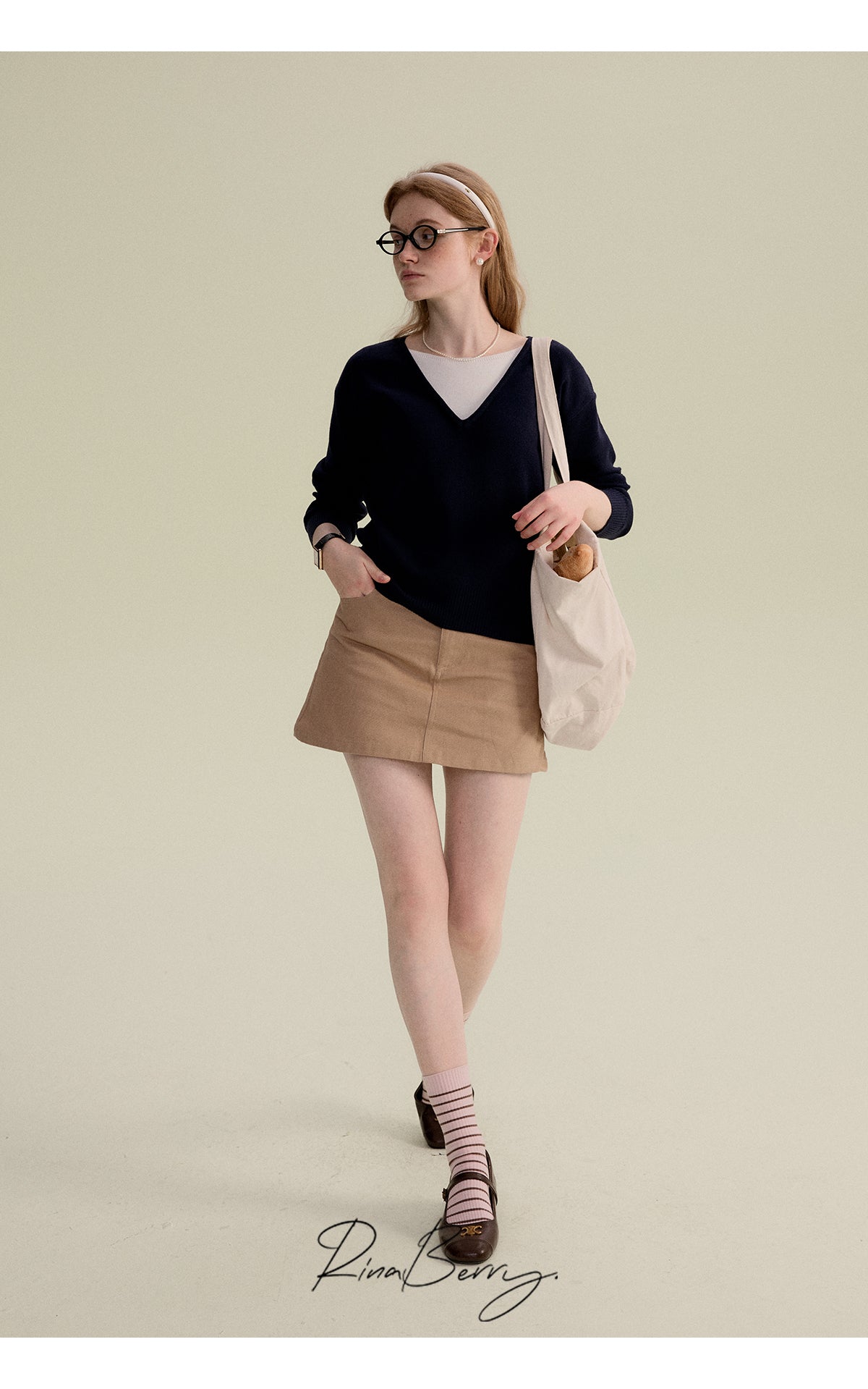 Two-Tone Faux Layered V-Neck Sweater