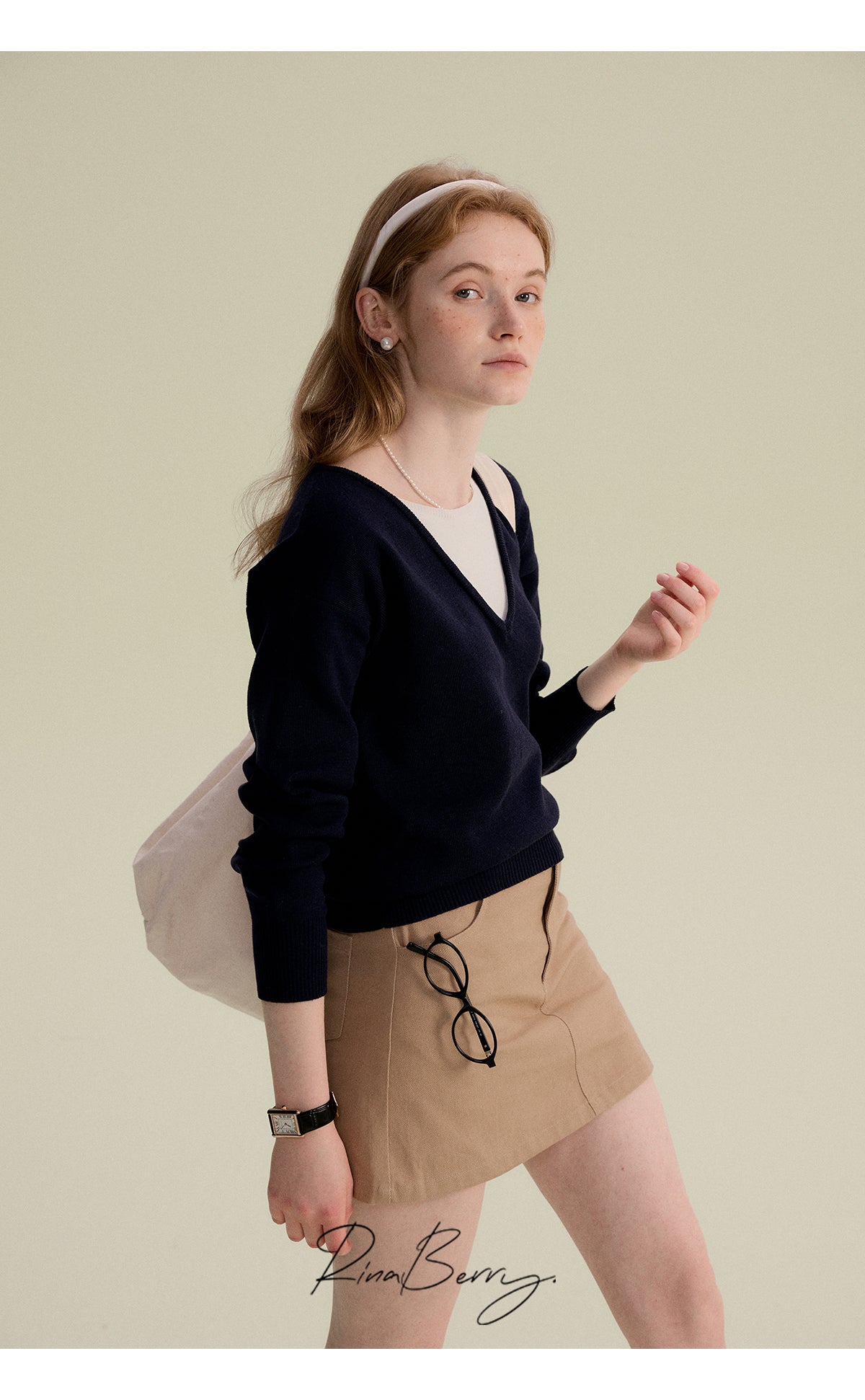 Two-Tone Faux Layered V-Neck Sweater