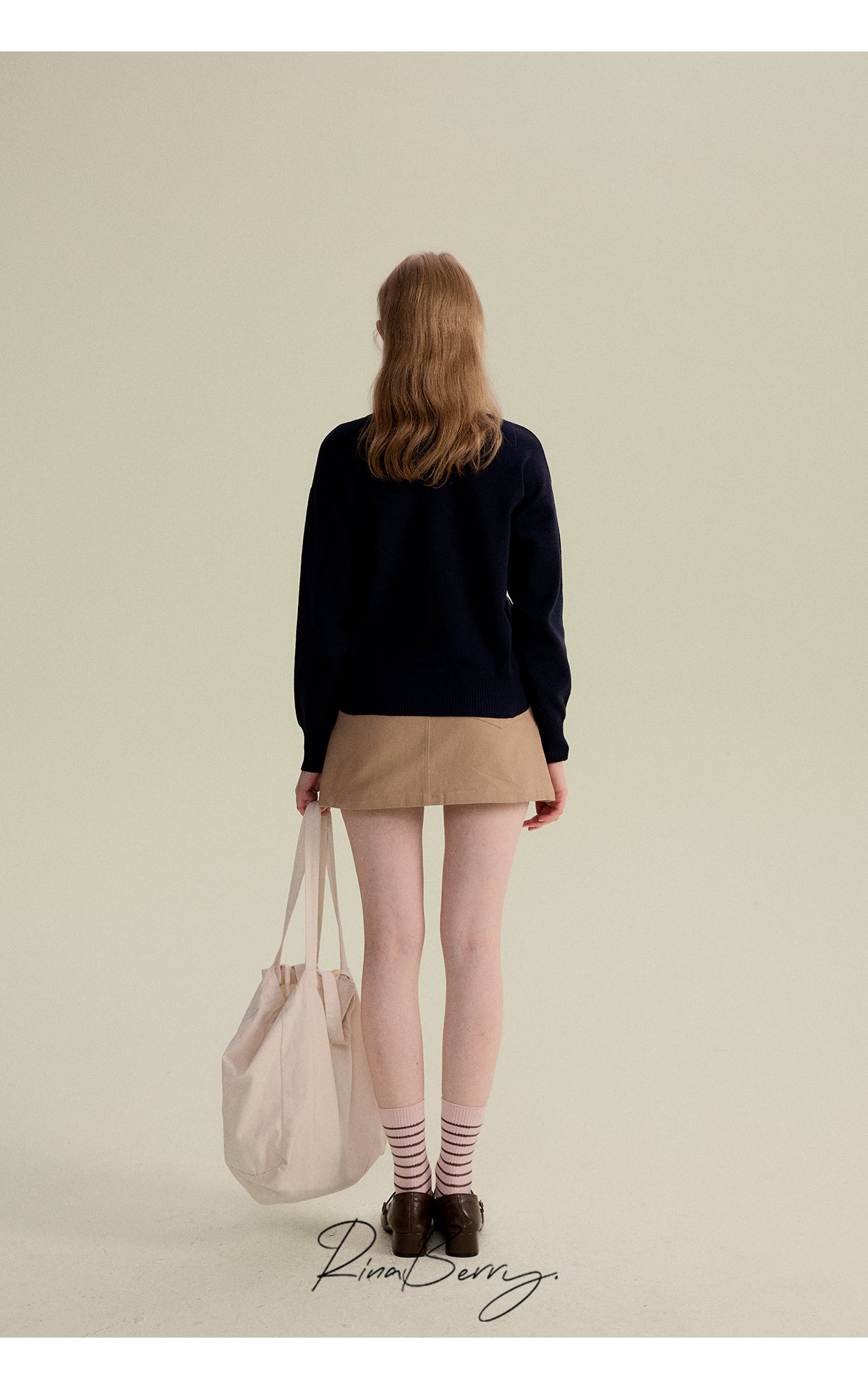 Two-Tone Faux Layered V-Neck Sweater