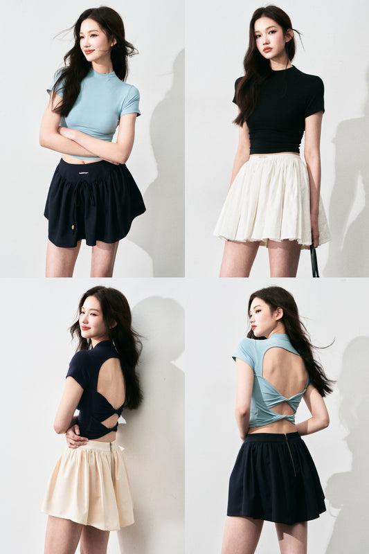 Open-Back Fitted T-Shirt With Twisted Detail