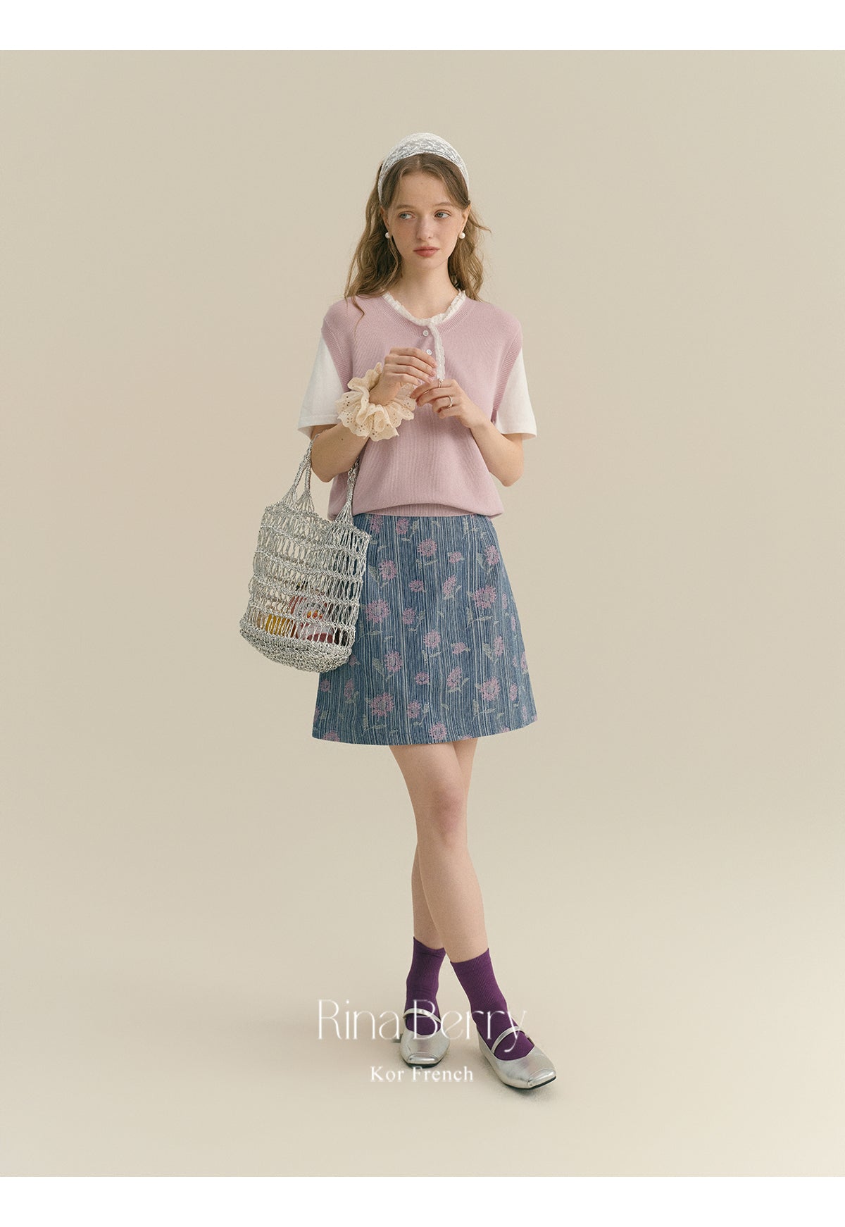 Striped Floral A-Line Mini Skirt