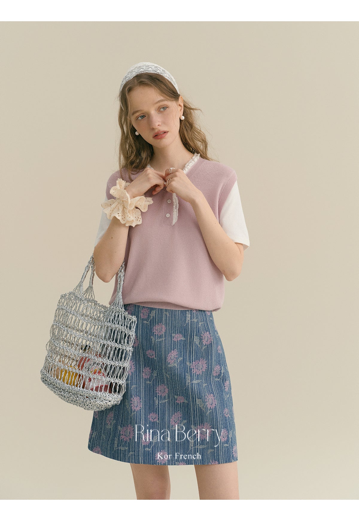 Striped Floral A-Line Mini Skirt