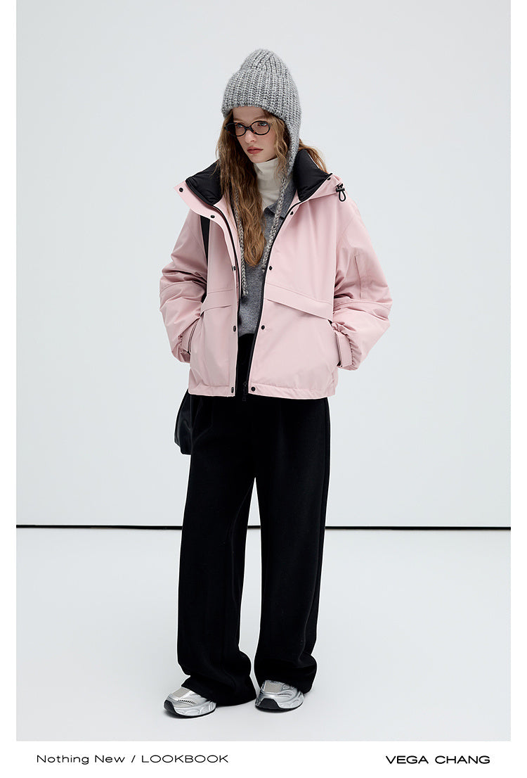 Short Two-Tone White Duck Down Jacket