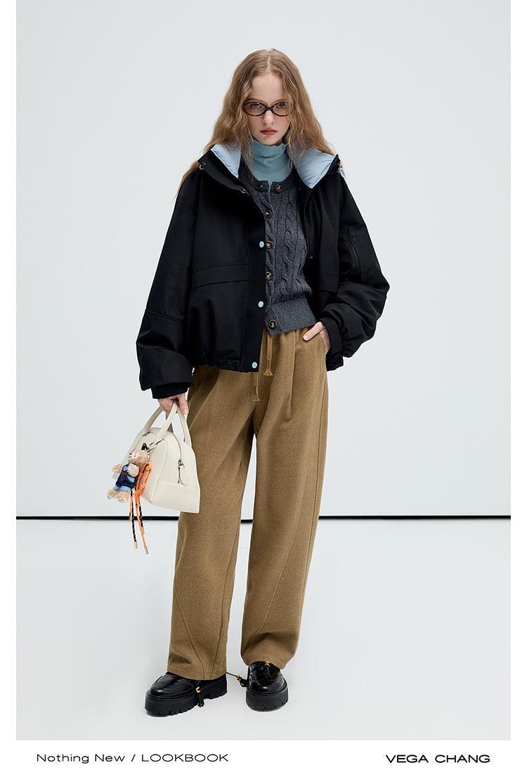 Short Two-Tone White Duck Down Jacket