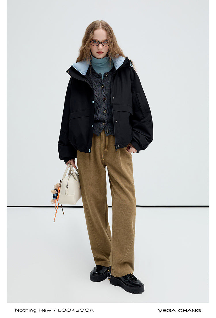 Short Two-Tone White Duck Down Jacket