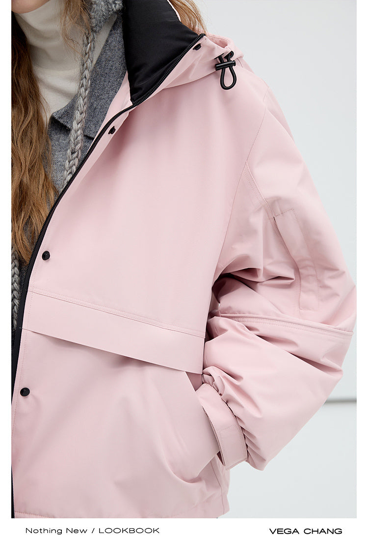 Short Two-Tone White Duck Down Jacket