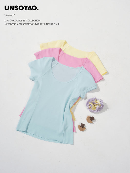 Basic Scoop Neck Cotton T-Shirt