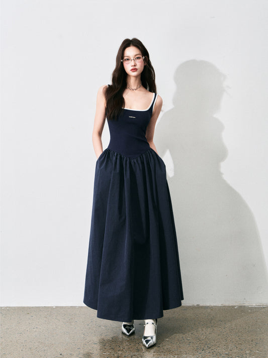 Basque Waist Open-Back Sporty Dress