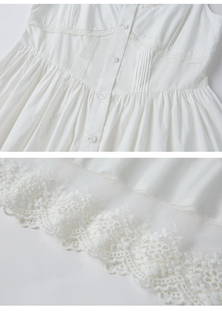 Lace-Trimmed Button-Up Camisole Dress