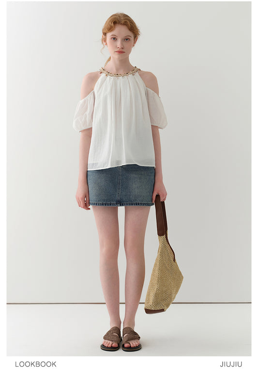 High Waist Denim Mini Skirt