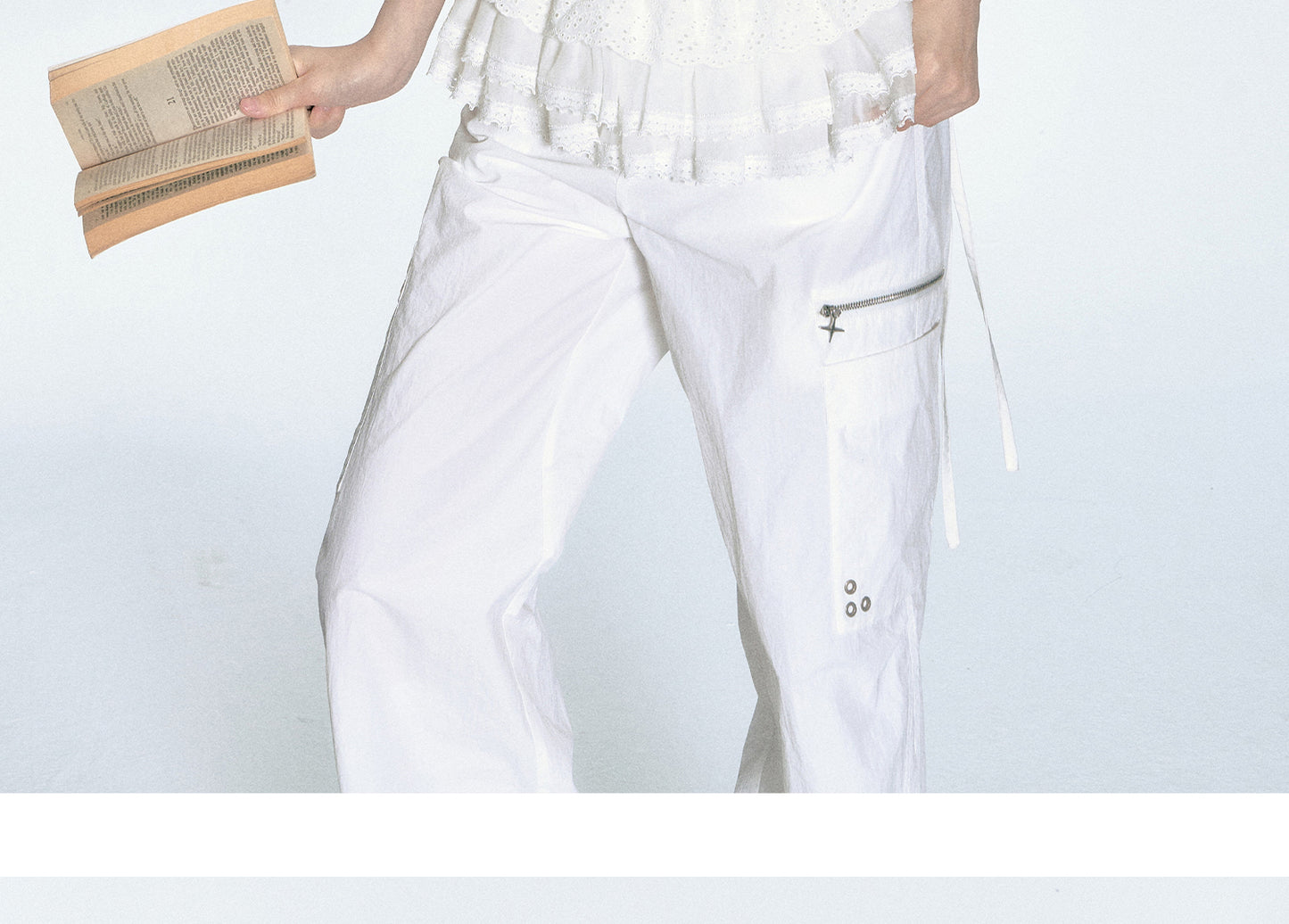Studded Side Pockets Breathable Nylon Pants