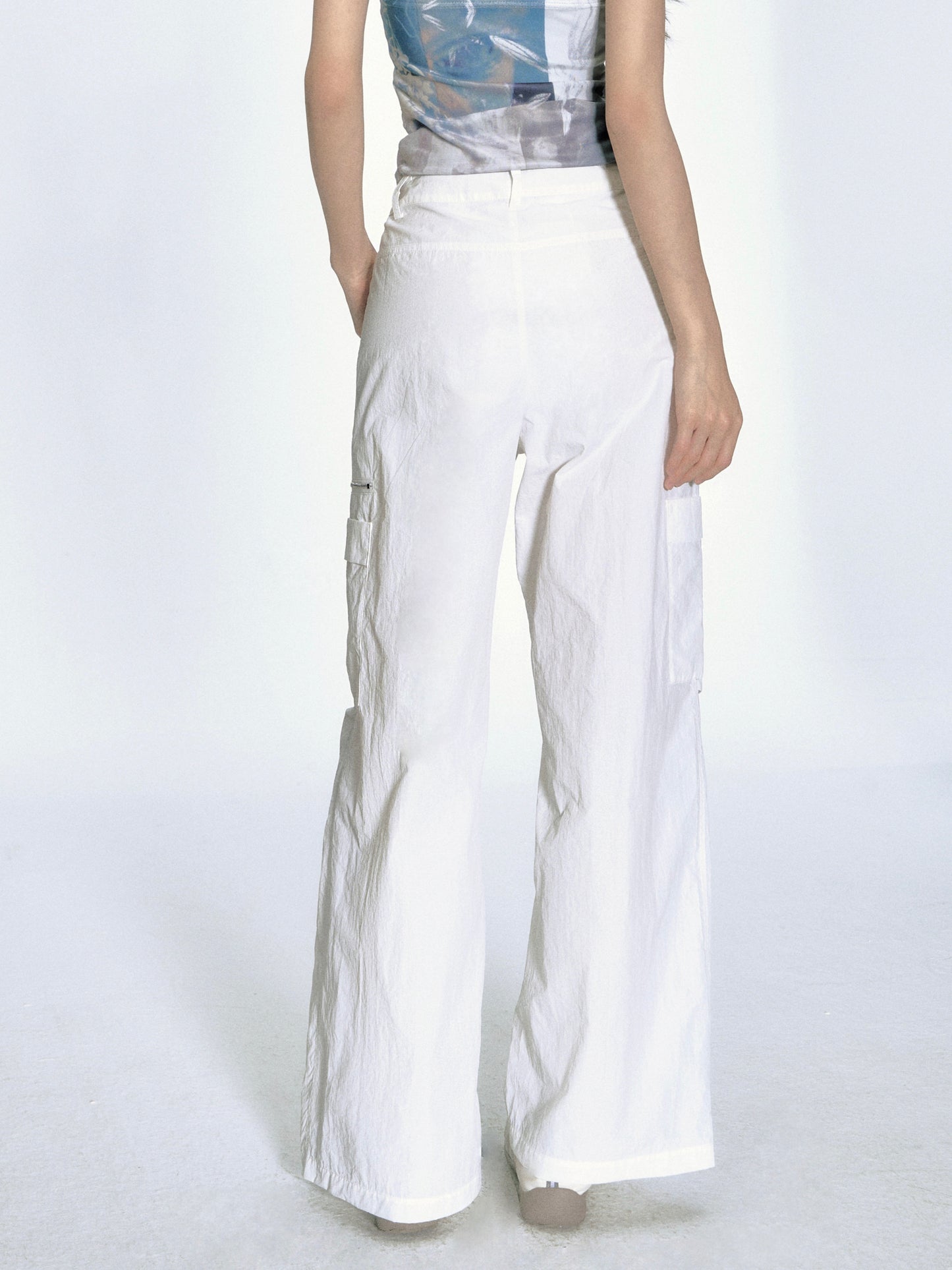 Studded Side Pockets Breathable Nylon Pants
