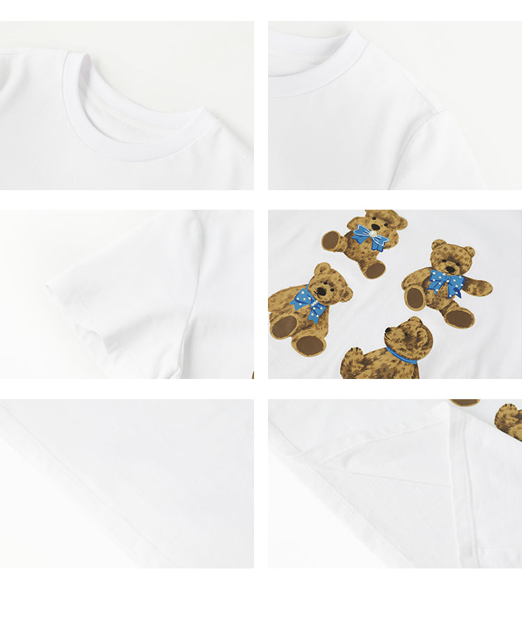 Teddy Bear Print Crew Neck T-Shirt