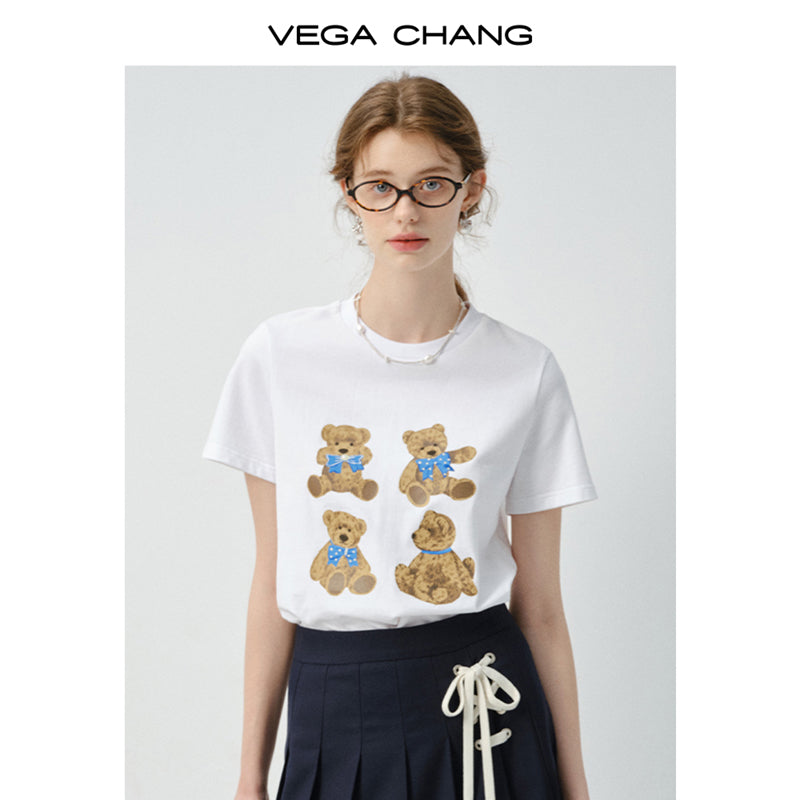 Teddy Bear Print Crew Neck T-Shirt