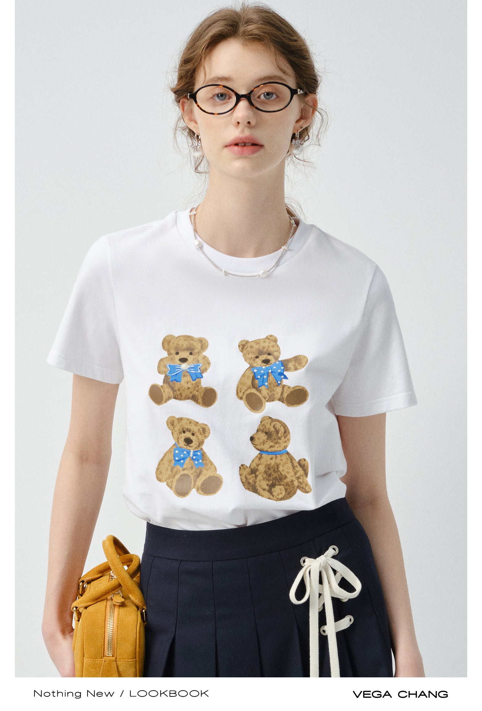Teddy Bear Print Crew Neck T-Shirt