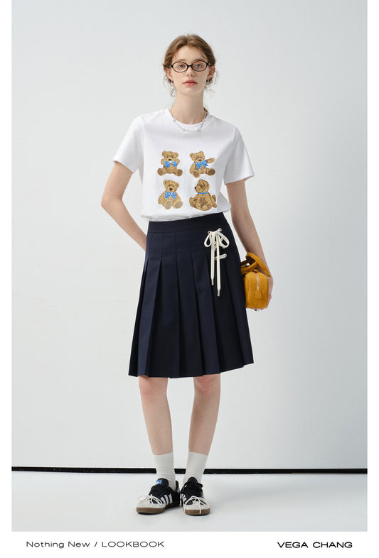 Teddy Bear Print Crew Neck T-Shirt