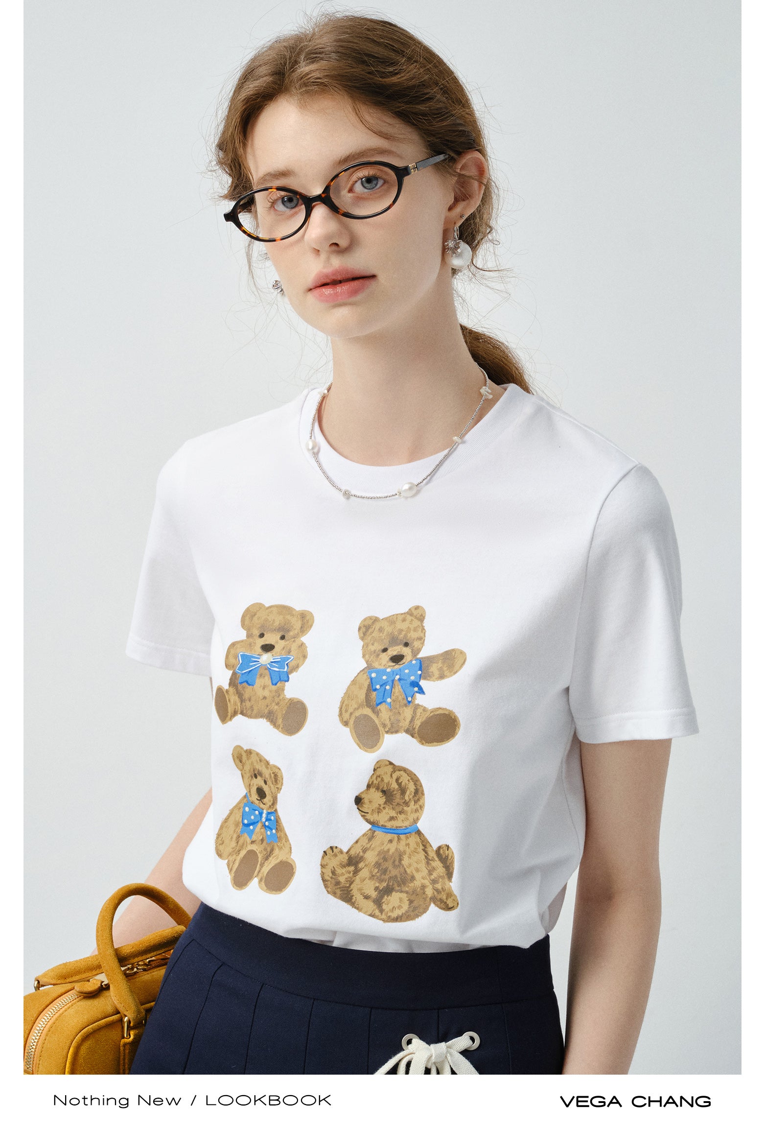 Teddy Bear Print Crew Neck T-Shirt