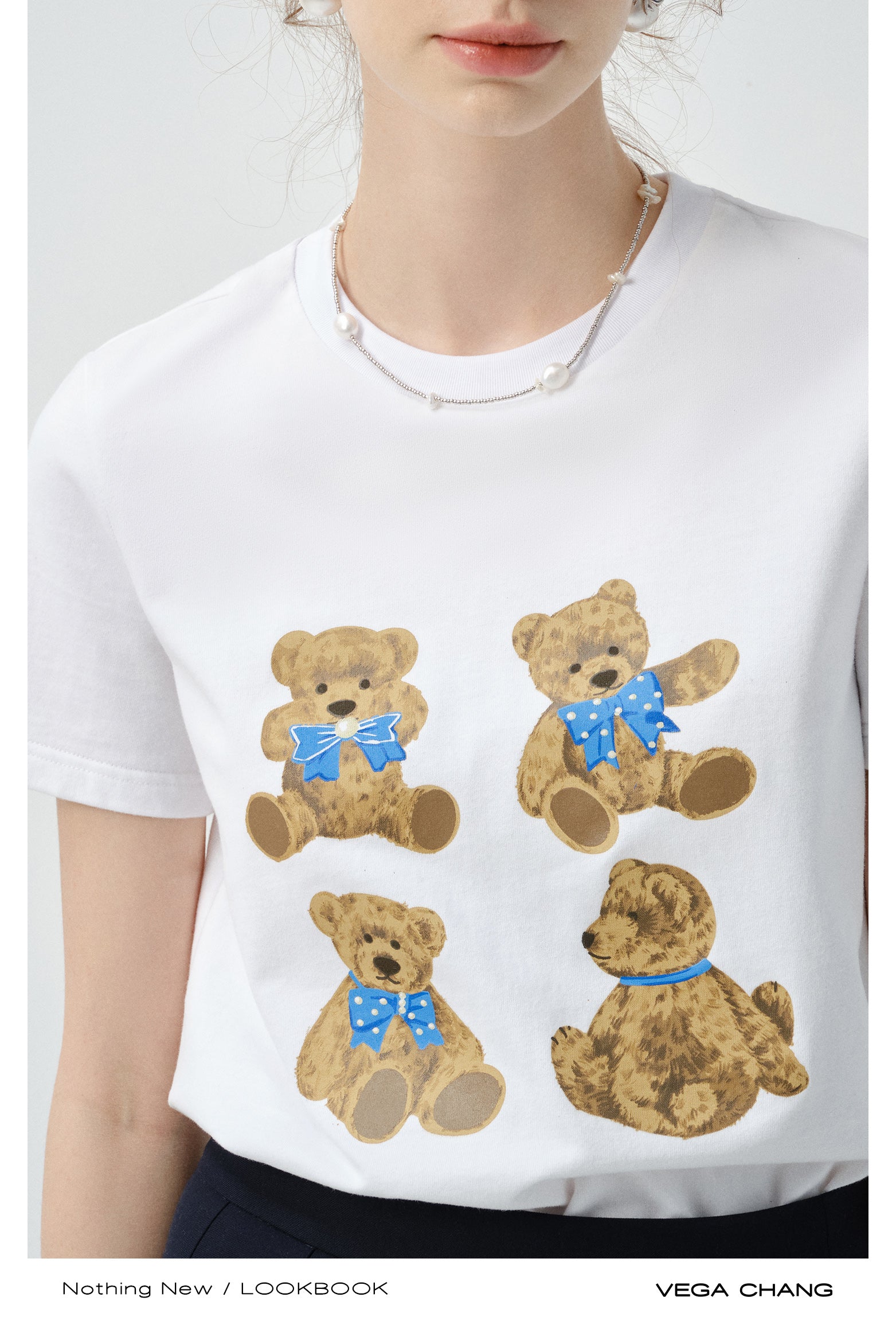 Teddy Bear Print Crew Neck T-Shirt