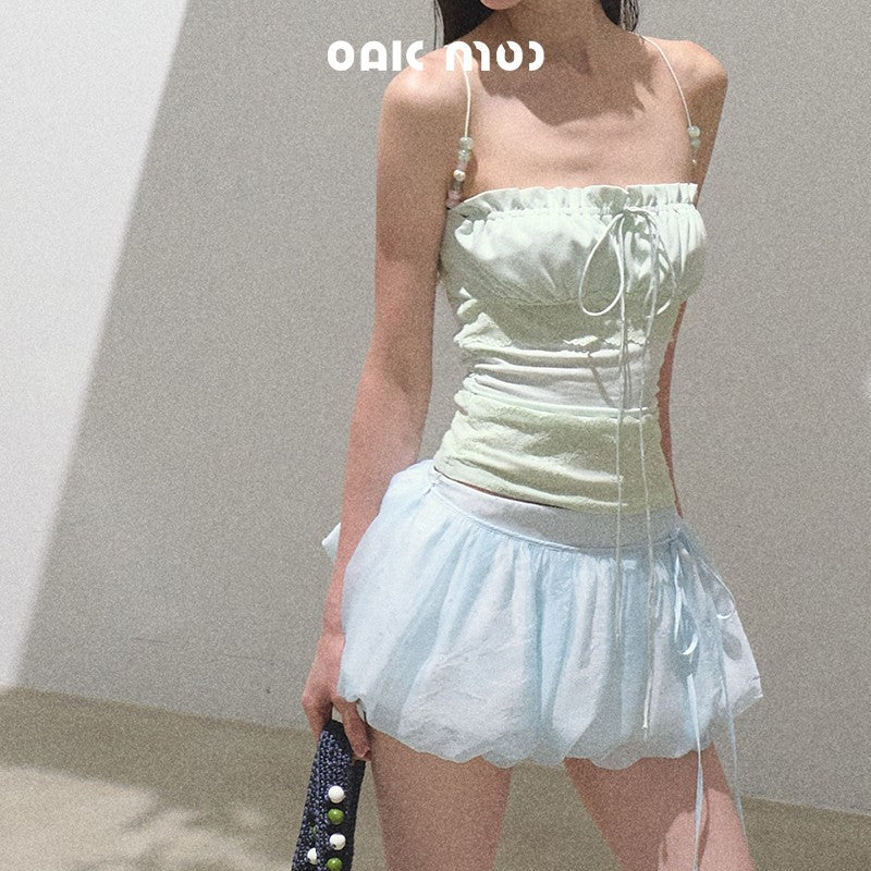 Micro Shorts With Detachable Bubble-Hem Layer