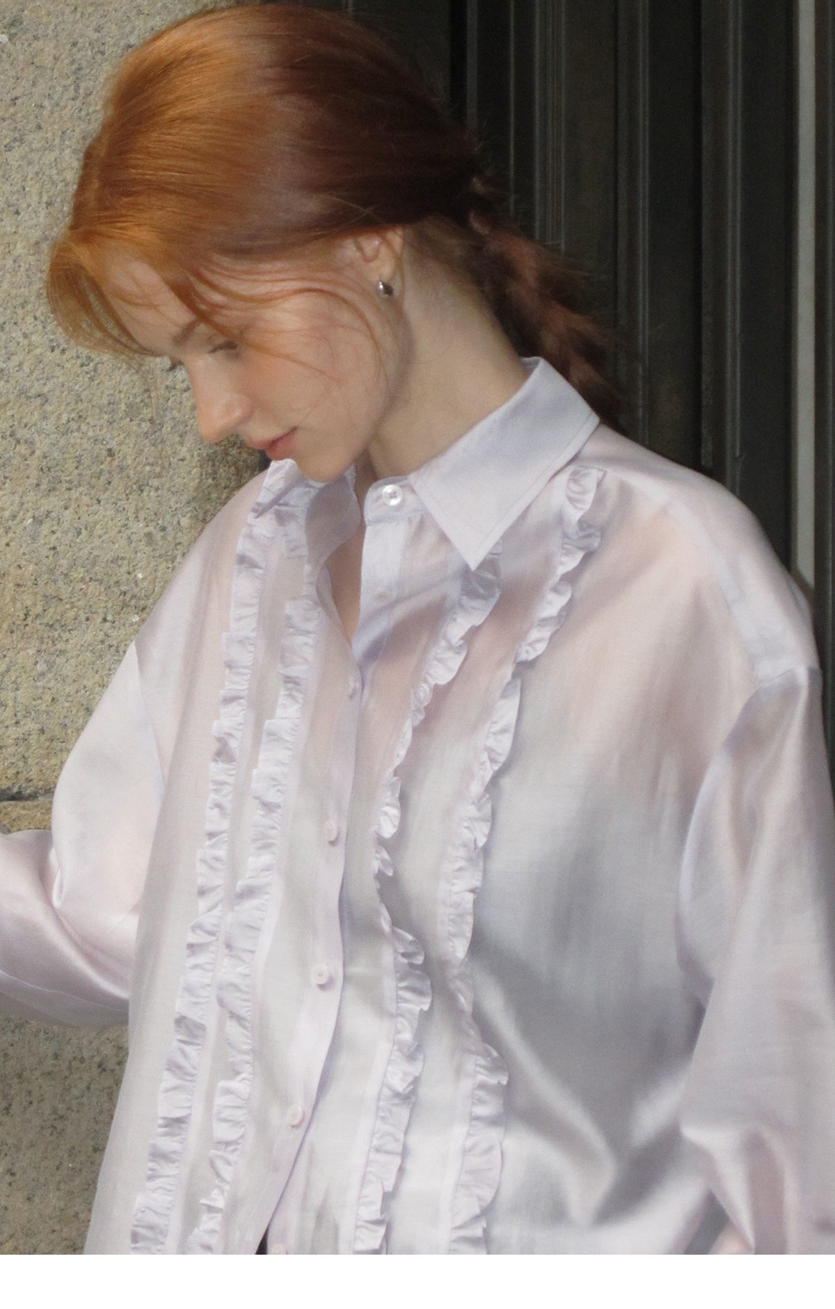Loose-Fit Sun Protection Shirt With Ruffle Detail