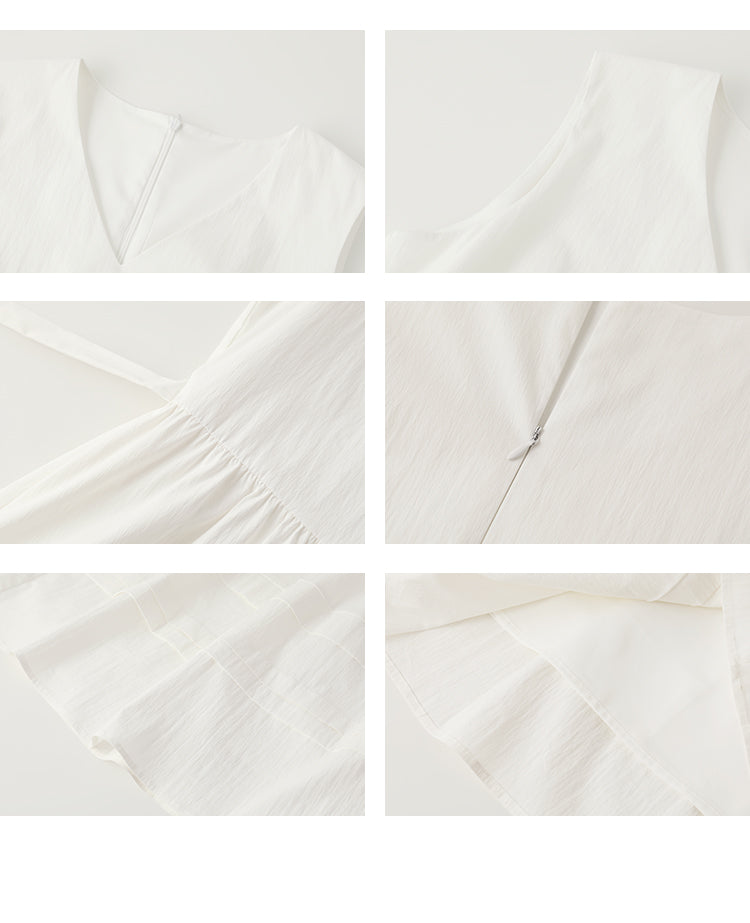 Sleeveless V-Neck Belted Dress