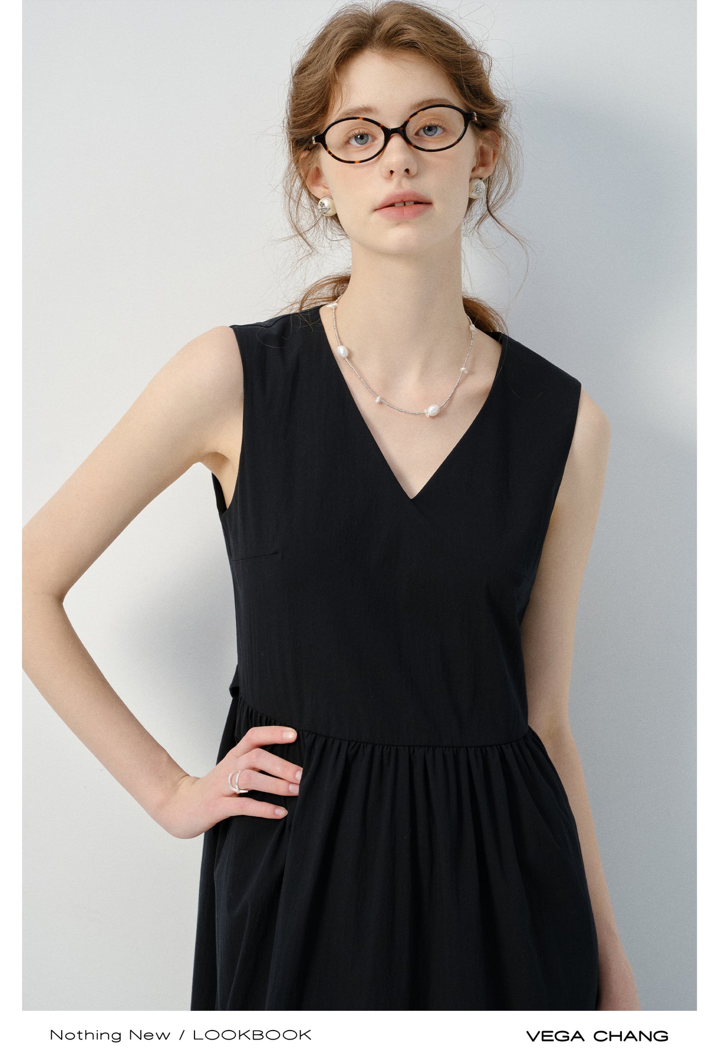 Sleeveless V-Neck Belted Dress