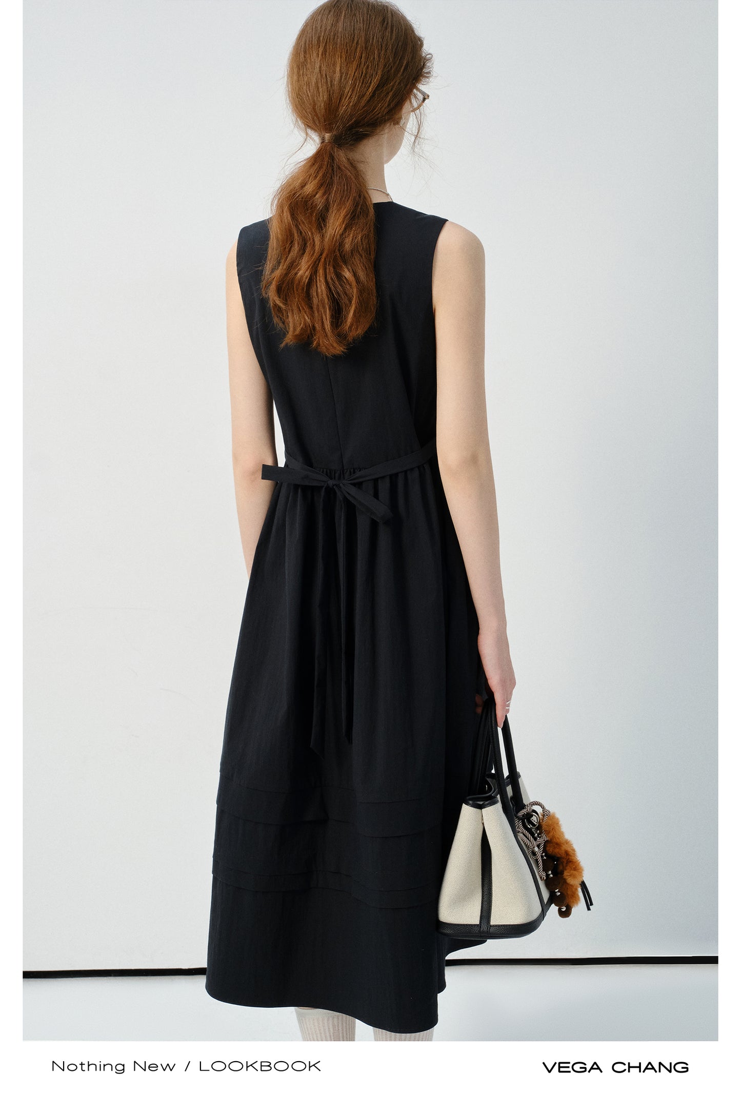 Sleeveless V-Neck Belted Dress